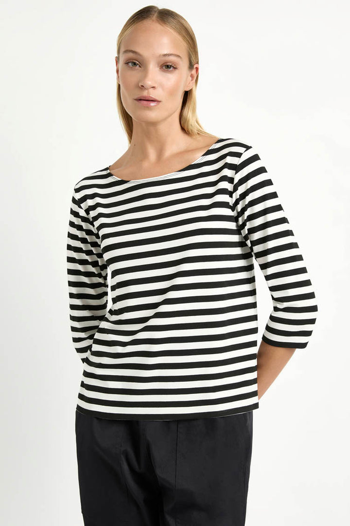 Relaxed Boat Neck in Bevel Stripe