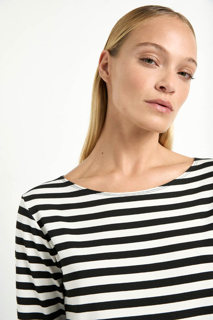 Relaxed Boat Neck in Bevel Stripe