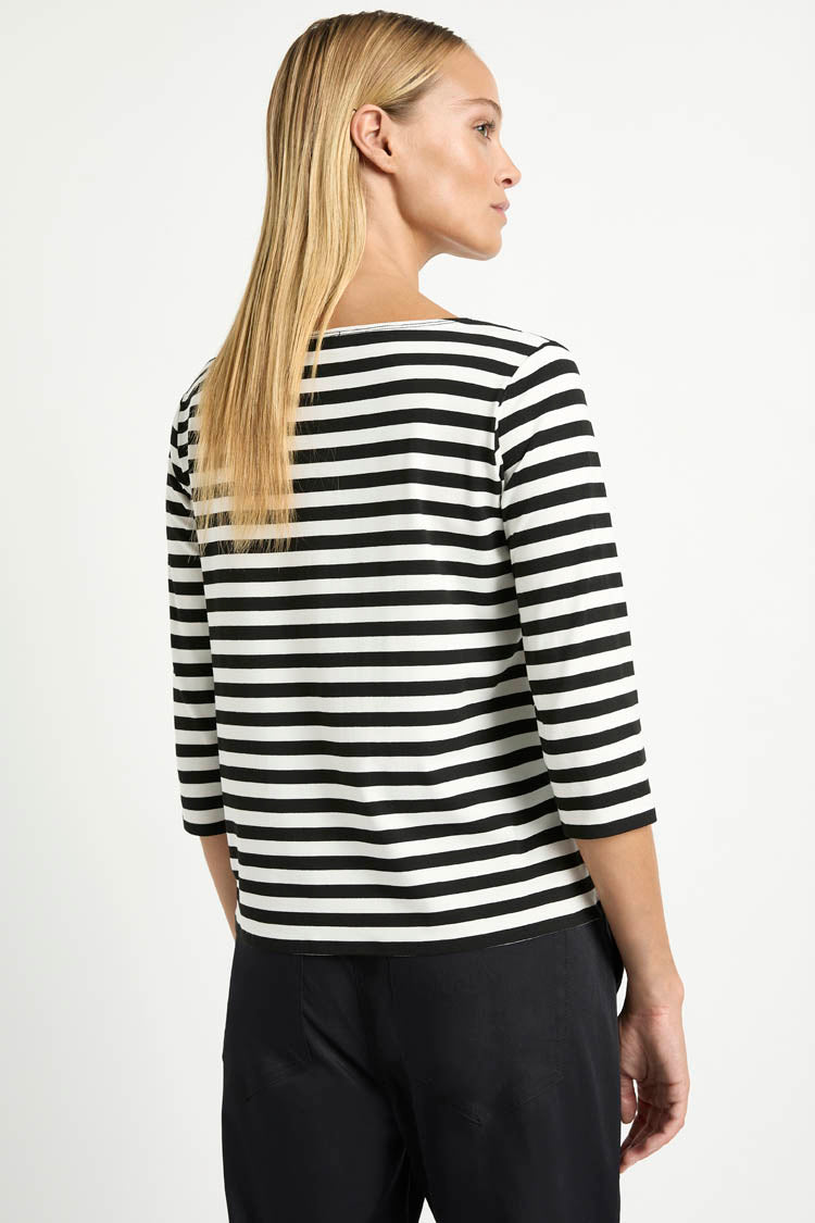 Relaxed Boat Neck in Bevel Stripe