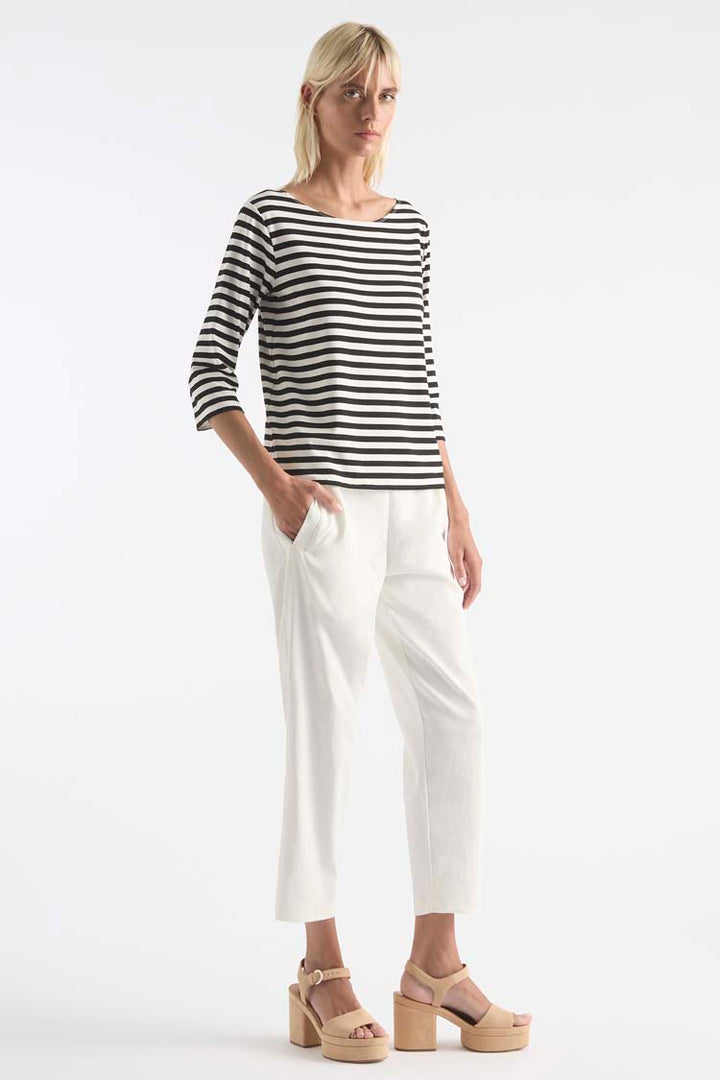Relaxed Boat Neck in Bistro Stripe