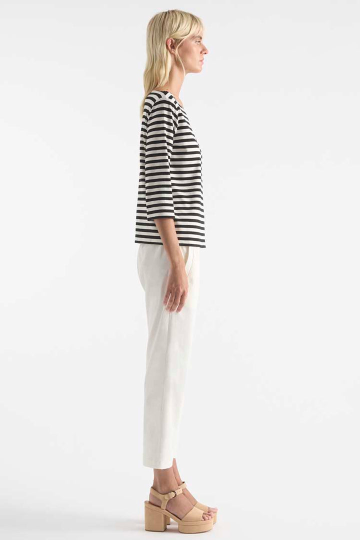 Relaxed Boat Neck in Bistro Stripe