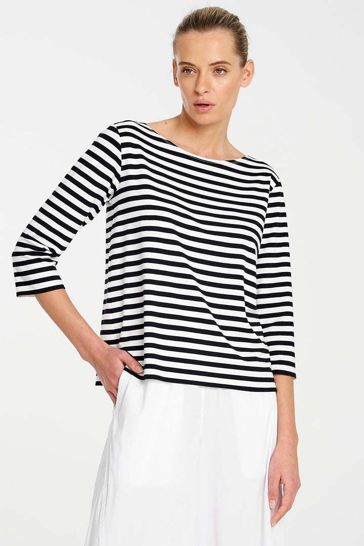 Relaxed Boat Neck in Black White