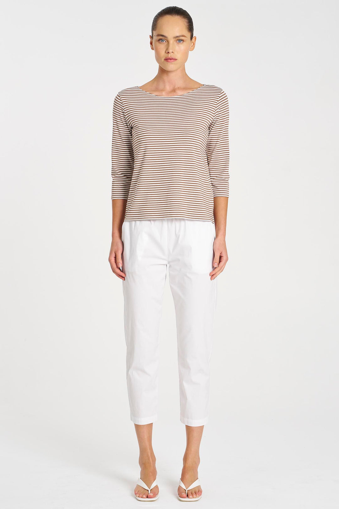 Relaxed Boat Neck in Saddle Yacht Stripe