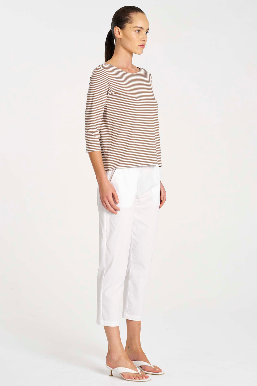 Relaxed Boat Neck in Saddle Yacht Stripe