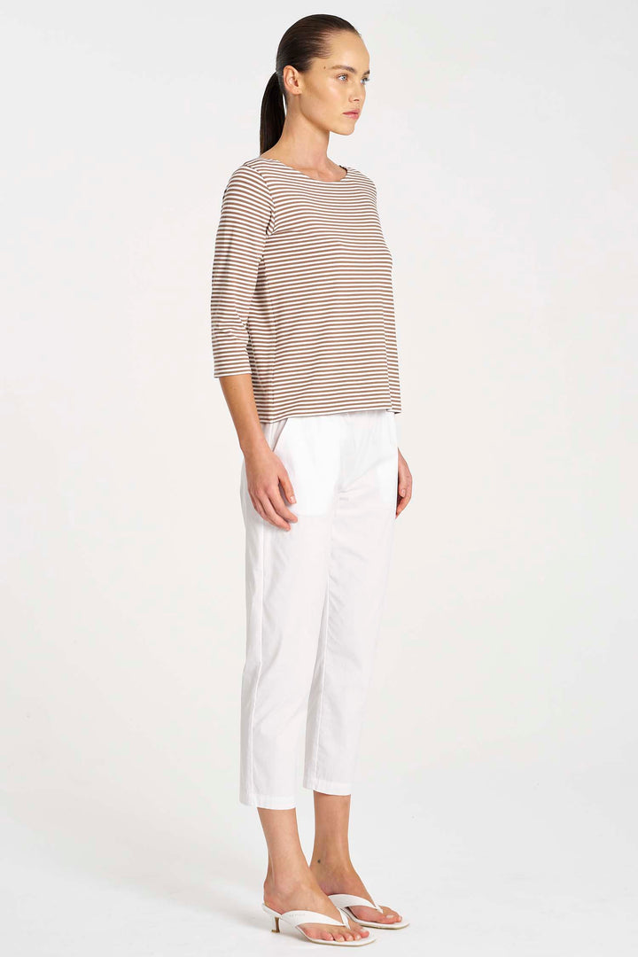 Relaxed Boat Neck in Saddle Yacht Stripe