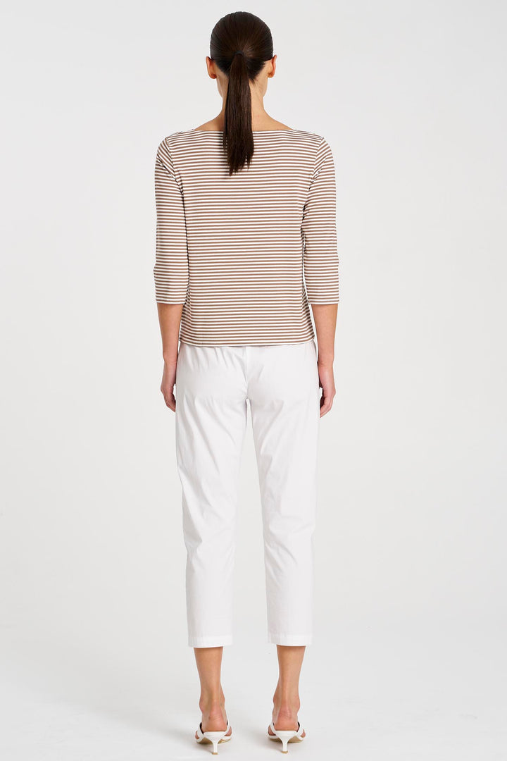 Relaxed Boat Neck in Saddle Yacht Stripe