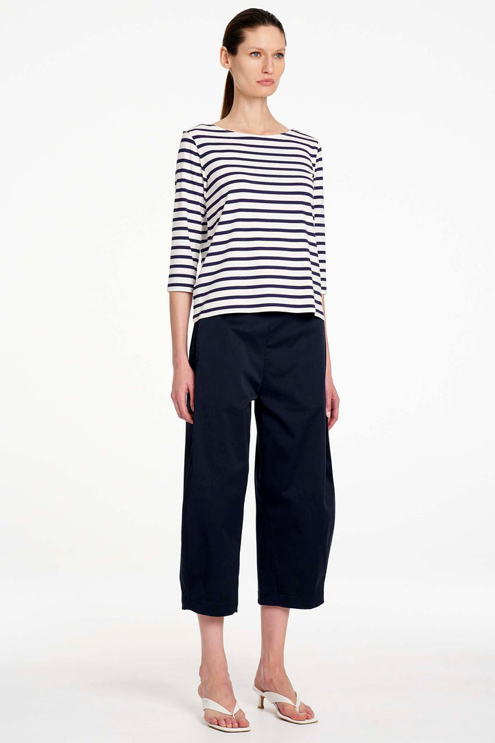 Relaxed Boat Neck in White/Ink