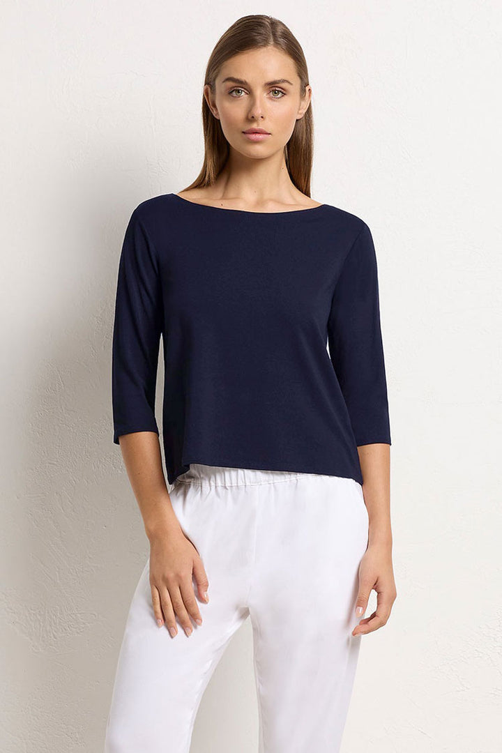 Relaxed Boat Neck in French Navy
