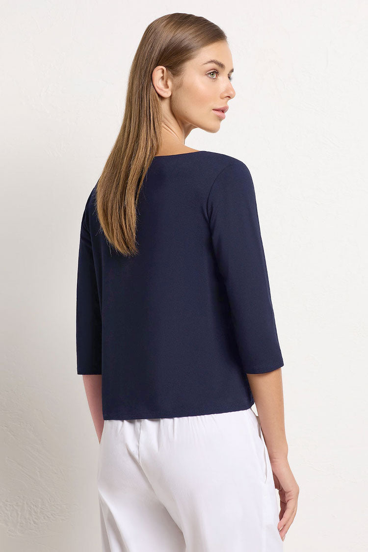Relaxed Boat Neck in French Navy