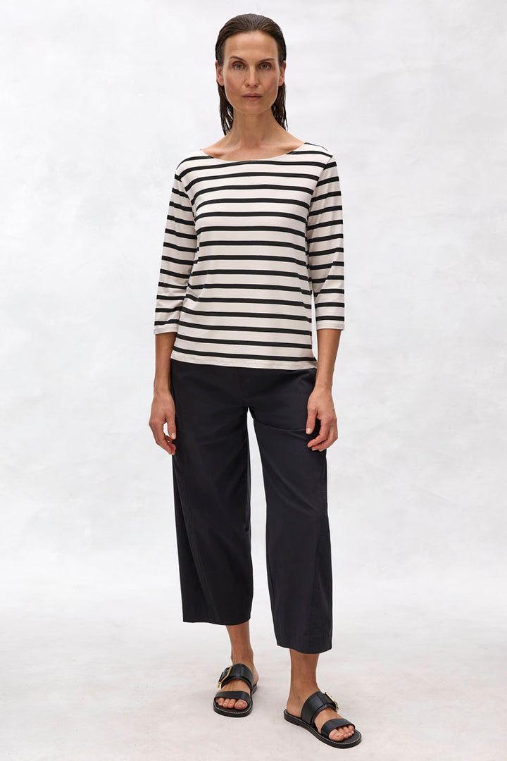 Relaxed Boat Neck in Bisque Stripe