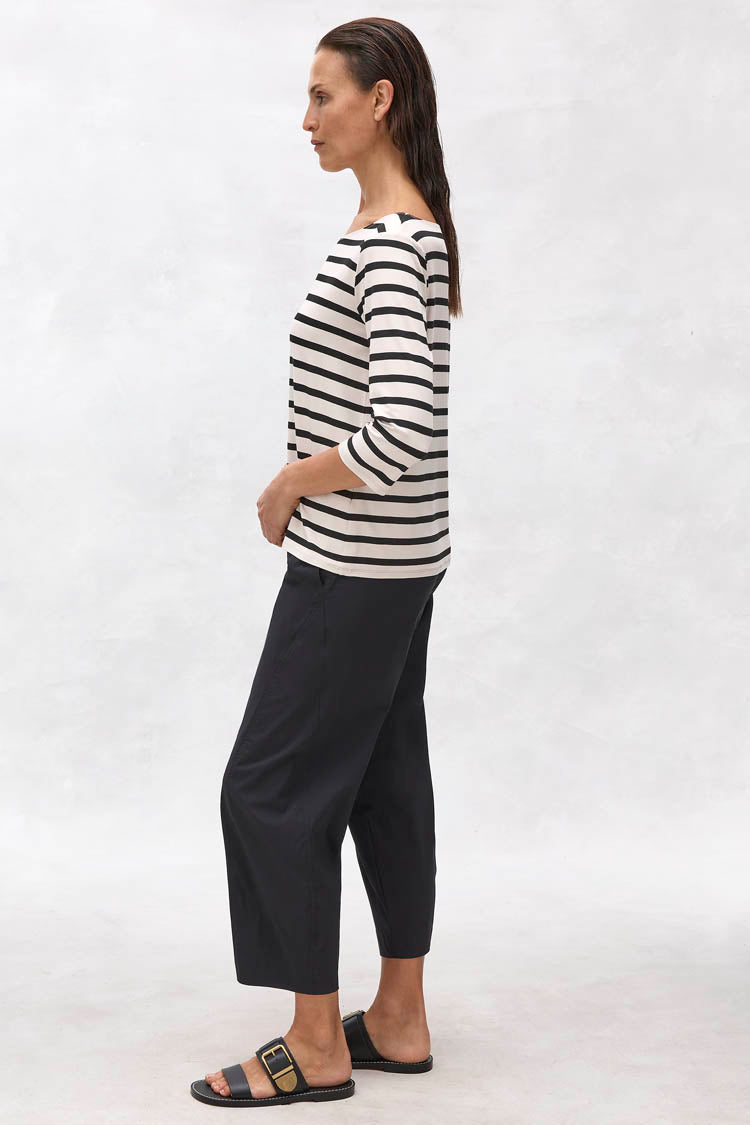 Relaxed Boat Neck in Bisque Stripe