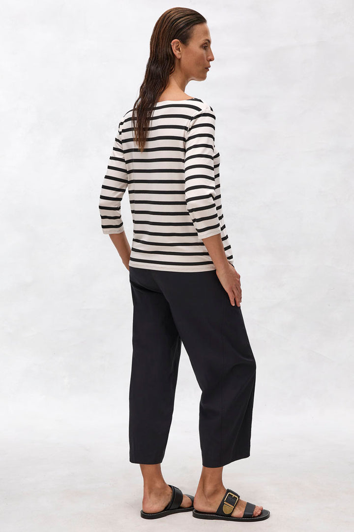 Relaxed Boat Neck in Bisque Stripe