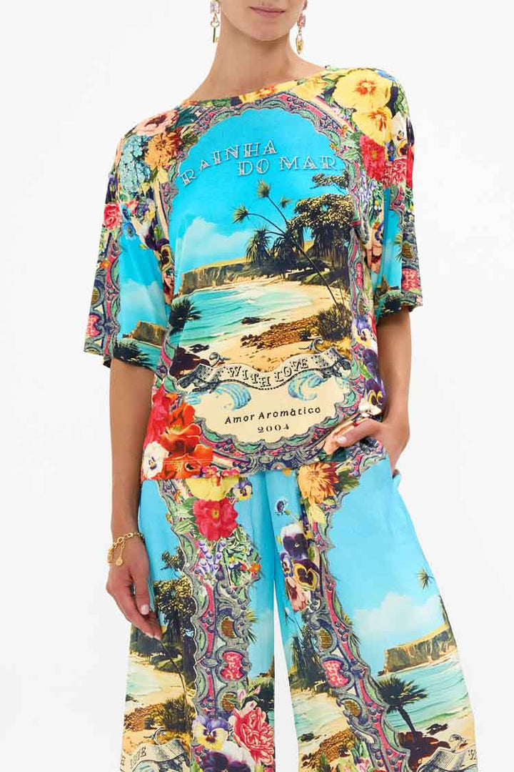 Relaxed Body and Sleeve Tee in Bathing Bombshell