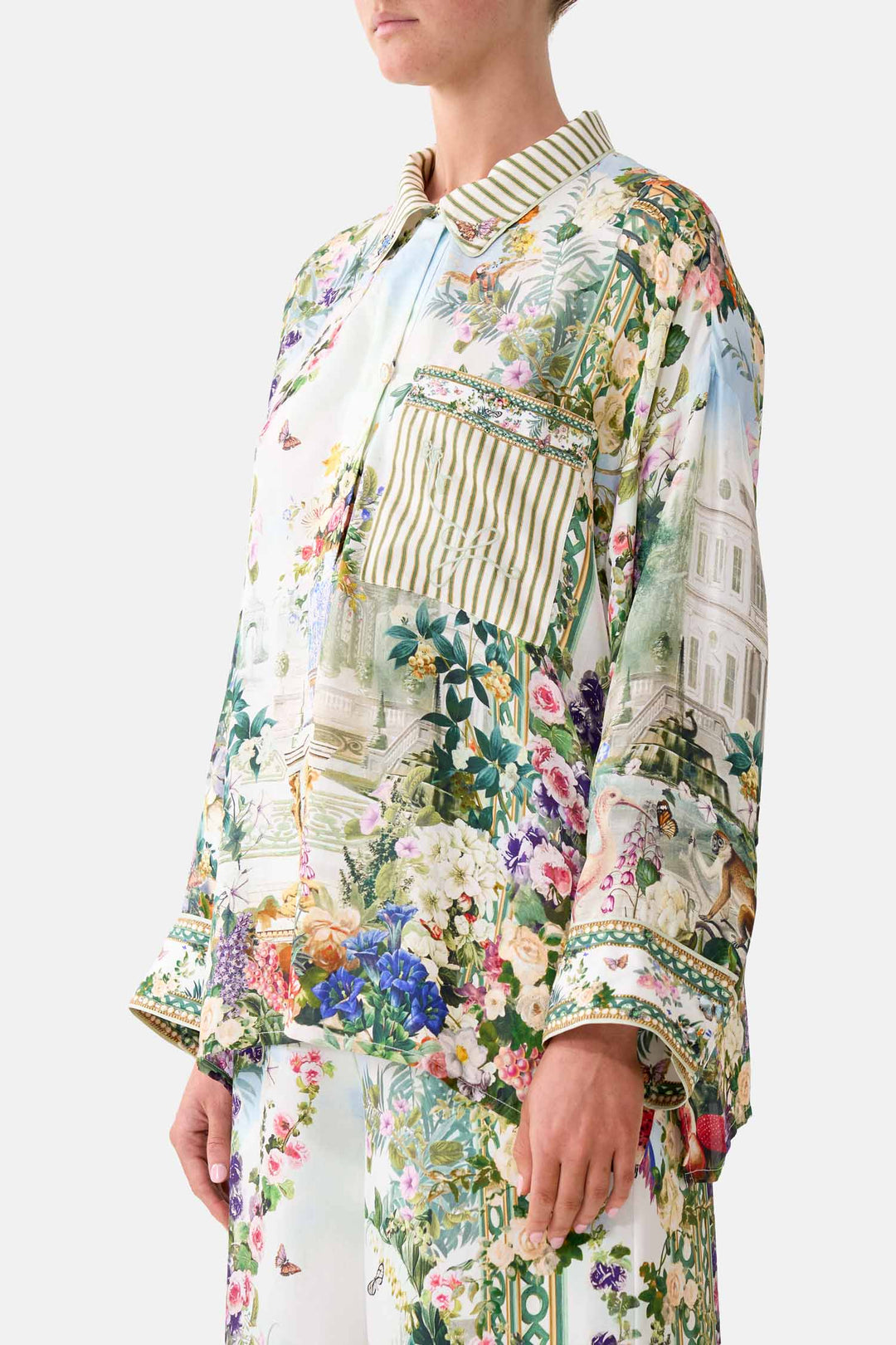 Relaxed Collared Shirt with Pocket in Art For The Empress