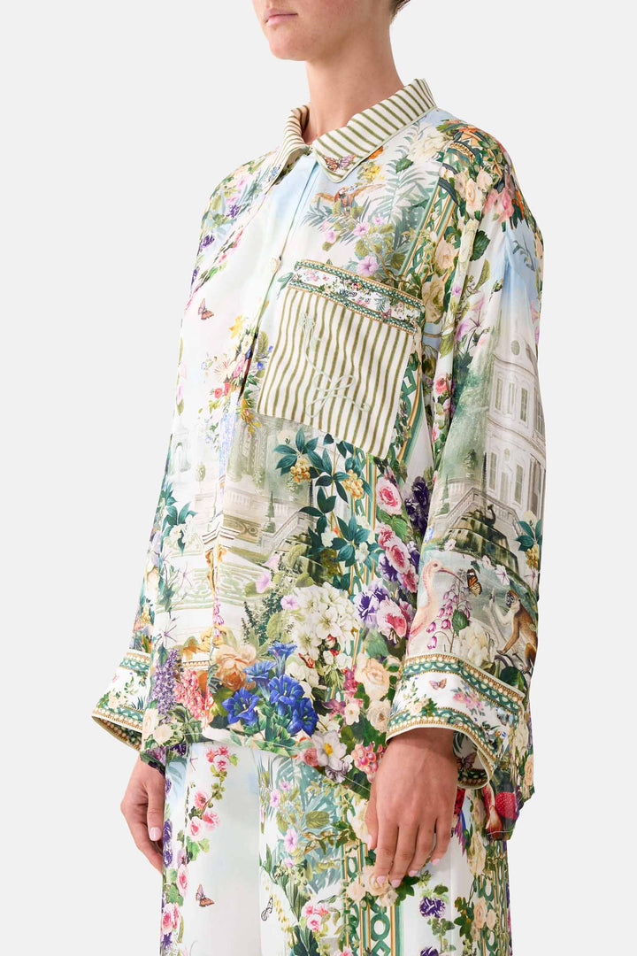 Relaxed Collared Shirt with Pocket in Art For The Empress