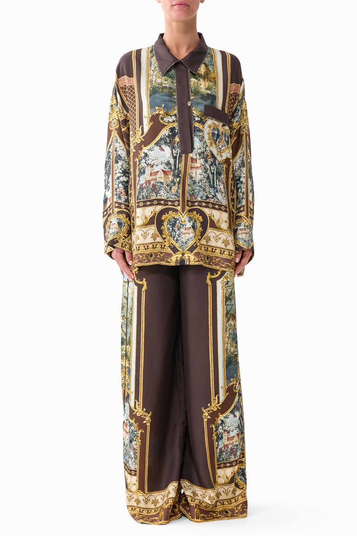 Relaxed Collared Shirt with Pocket in Animals In The Palace