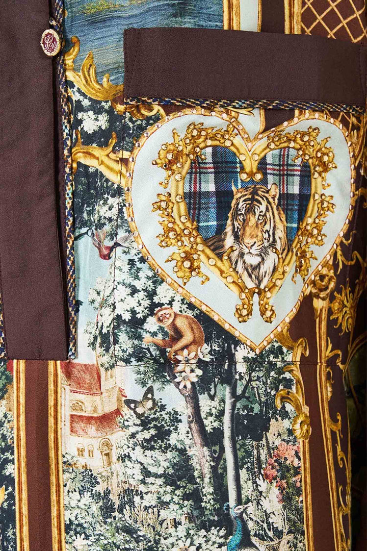 Relaxed Collared Shirt with Pocket in Animals In The Palace