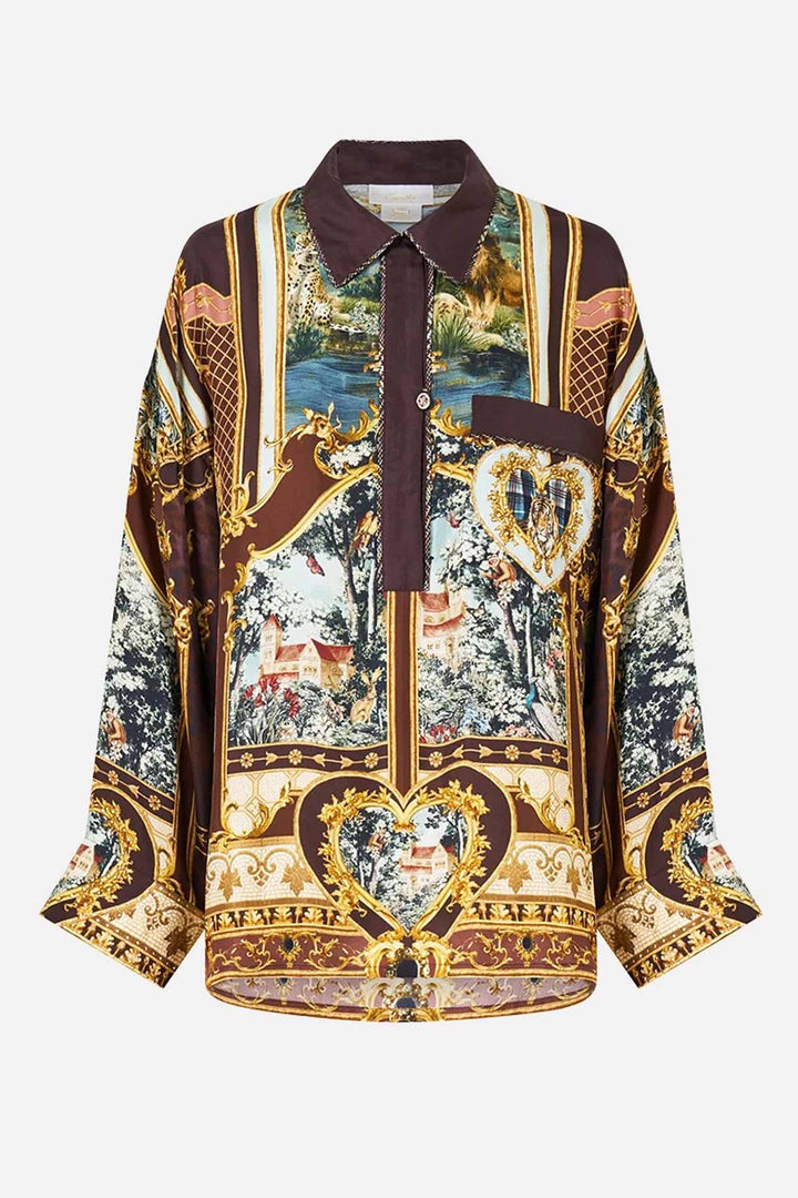 Relaxed Collared Shirt with Pocket in Animals In The Palace