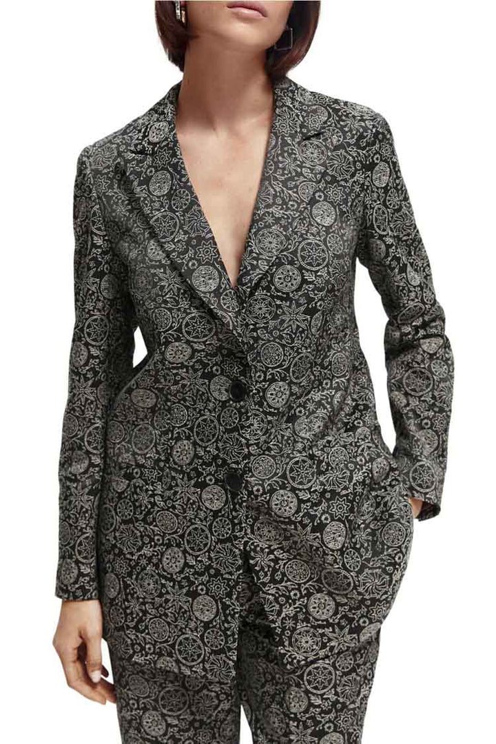 Relaxed Fit Jacquard Blazer in Planetary Icons