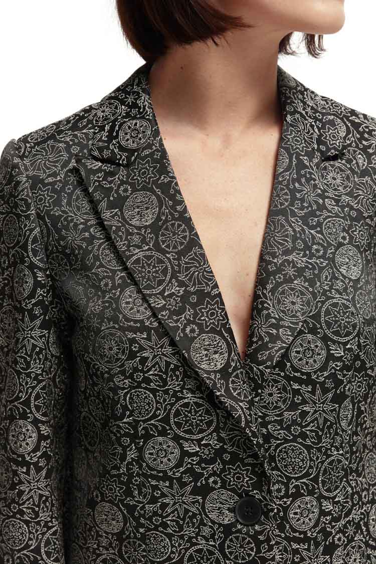 Relaxed Fit Jacquard Blazer in Planetary Icons