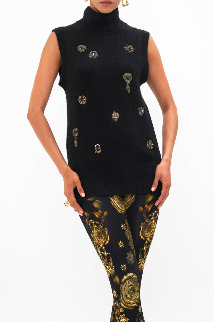 Relaxed Sleeveless Turtleneck Knit Top in Amsterglam | FINAL SALE