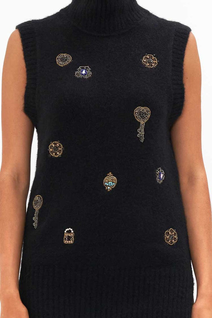 Relaxed Sleeveless Turtleneck Knit Top in Amsterglam | FINAL SALE