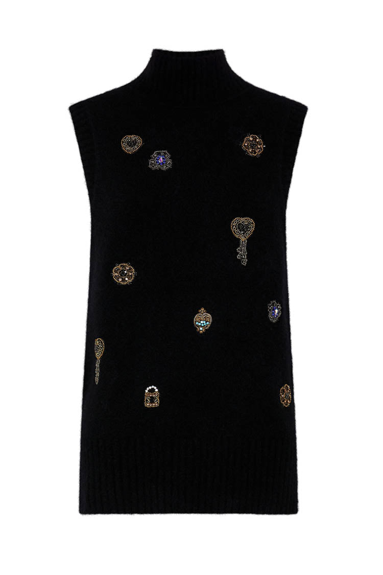 Relaxed Sleeveless Turtleneck Knit Top in Amsterglam | FINAL SALE