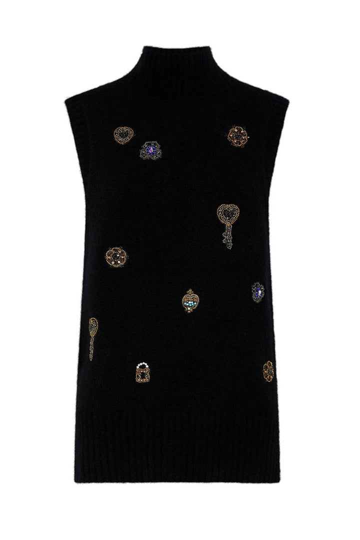 Relaxed Sleeveless Turtleneck Knit Top in Amsterglam | FINAL SALE