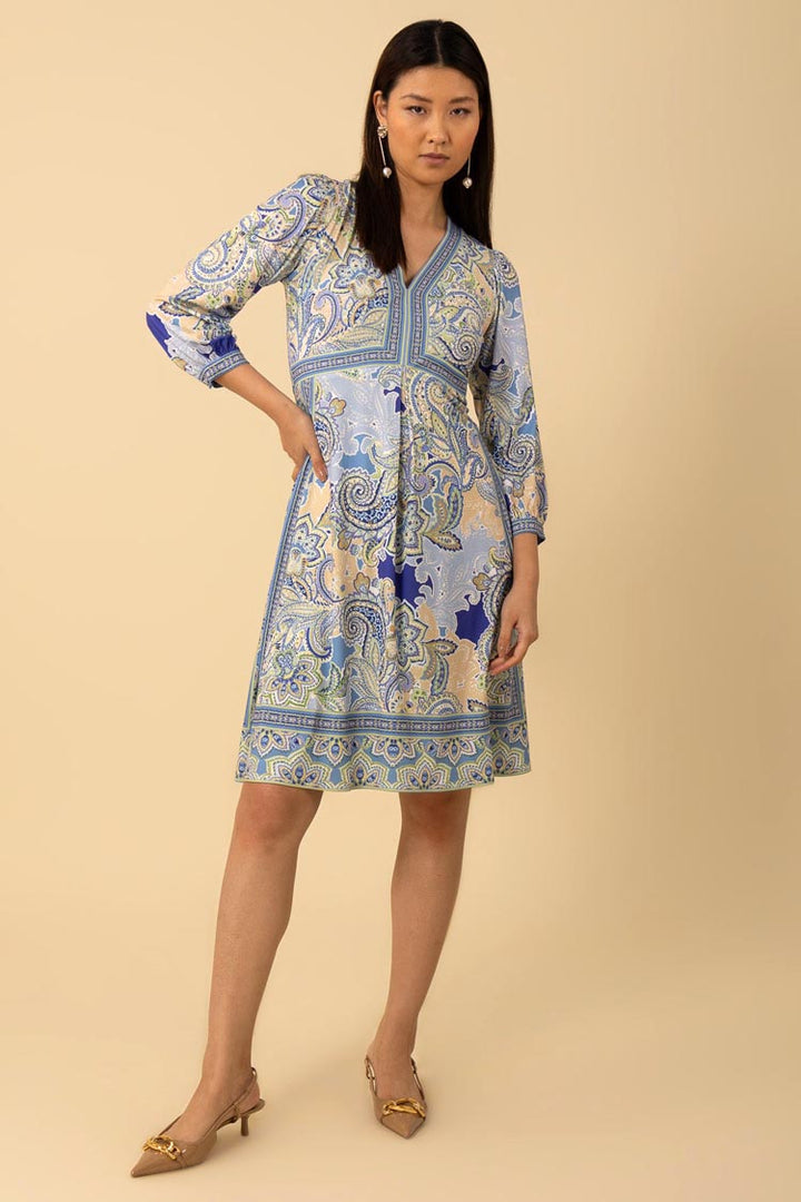 Remy V-Neck Jersey Dress in Blue