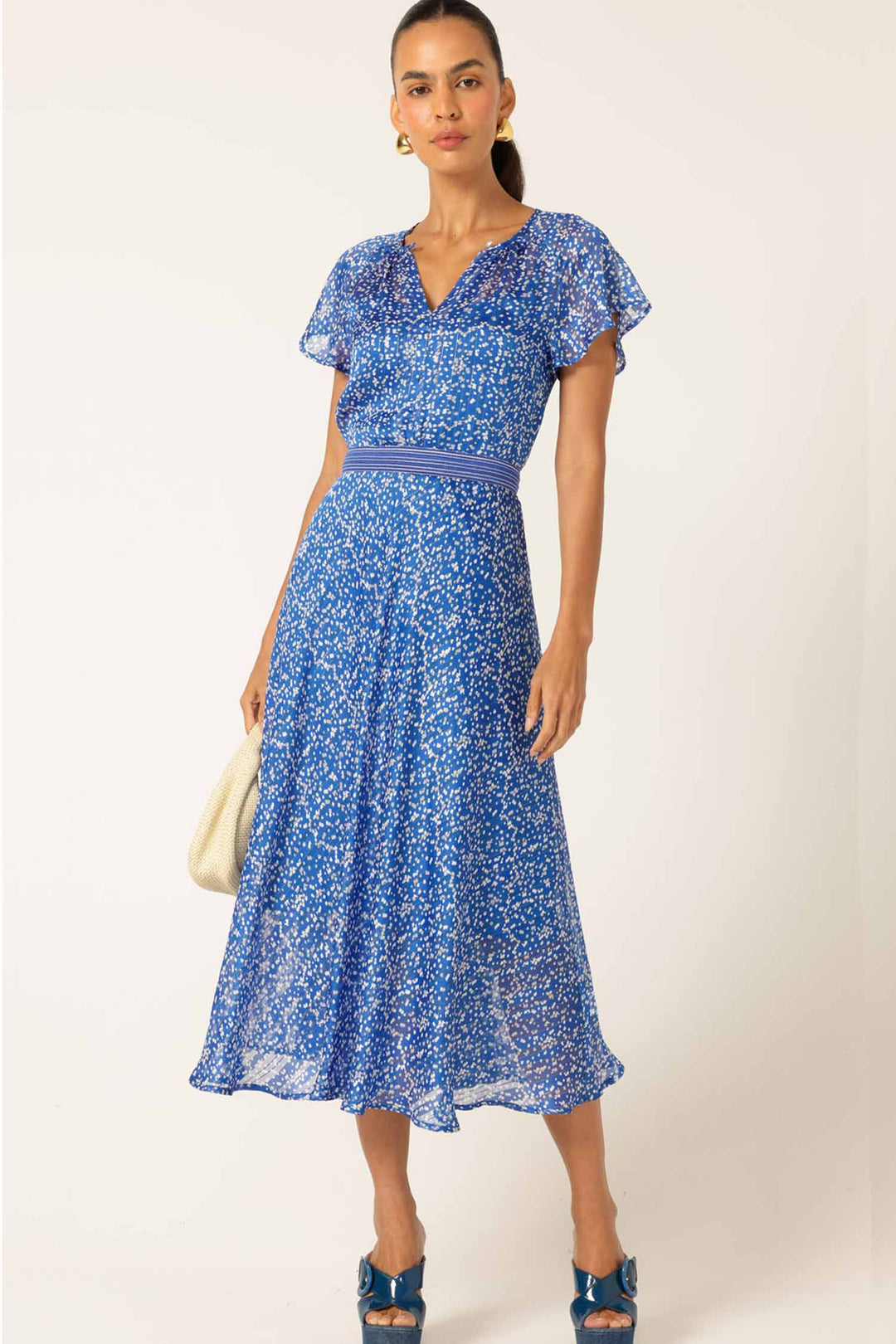 Renee Midi Dress in Lurex Cobalt