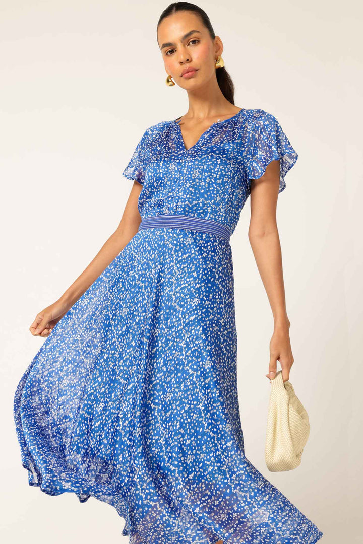 Renee Midi Dress in Lurex Cobalt