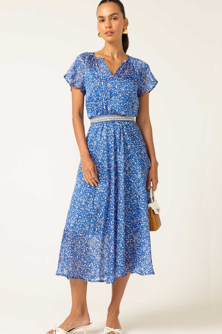 Renee Midi Dress in Lurex Cobalt