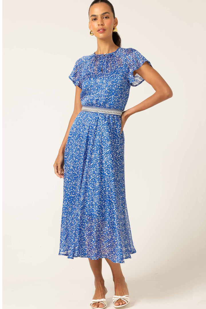 Renee Midi Dress in Lurex Cobalt