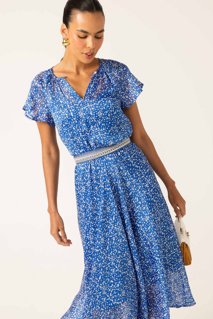 Renee Midi Dress in Lurex Cobalt