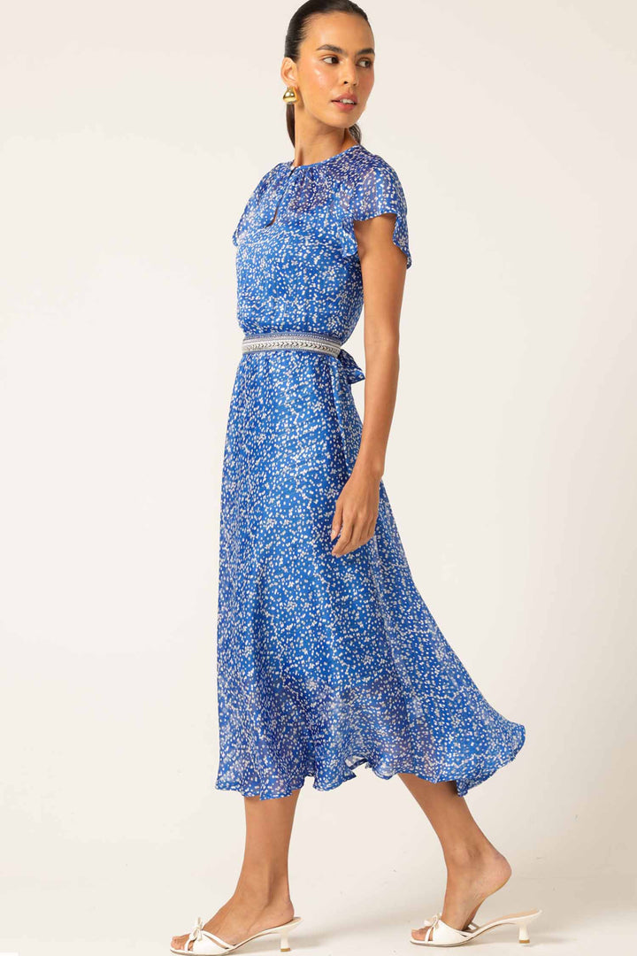 Renee Midi Dress in Lurex Cobalt