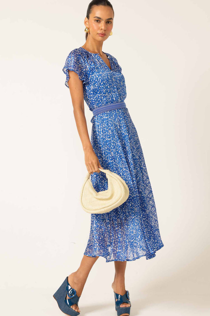 Renee Midi Dress in Lurex Cobalt