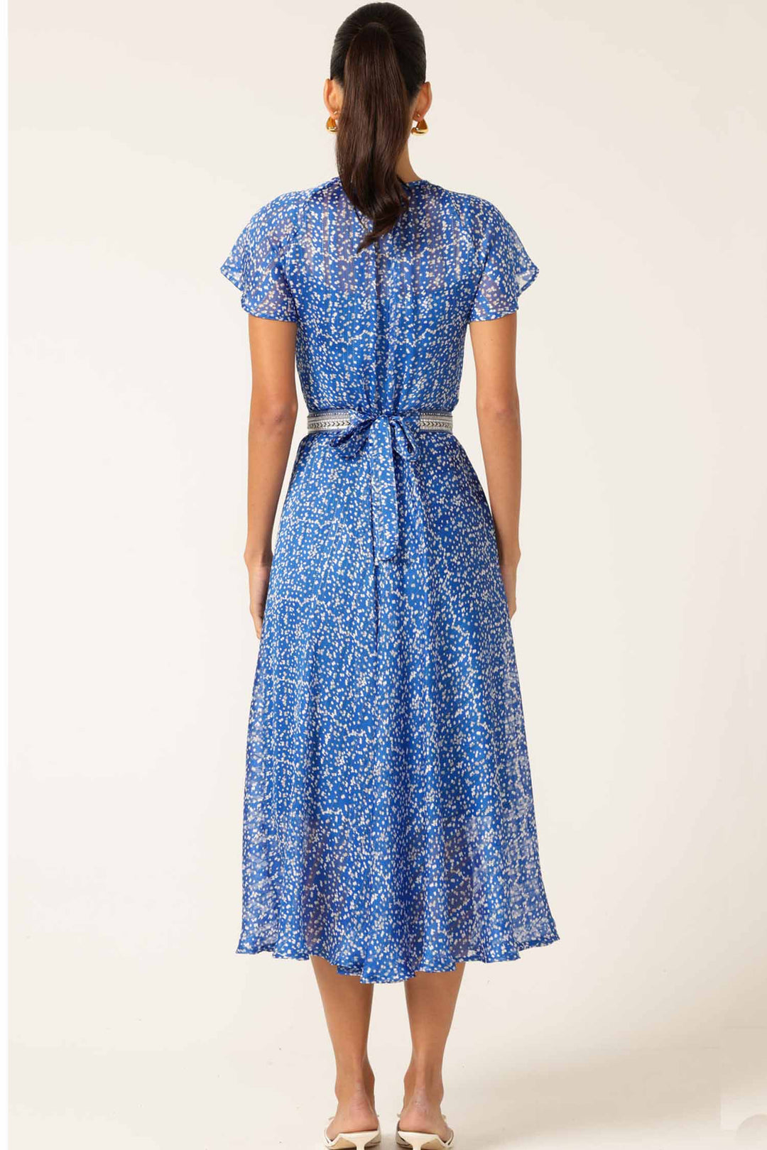 Renee Midi Dress in Lurex Cobalt