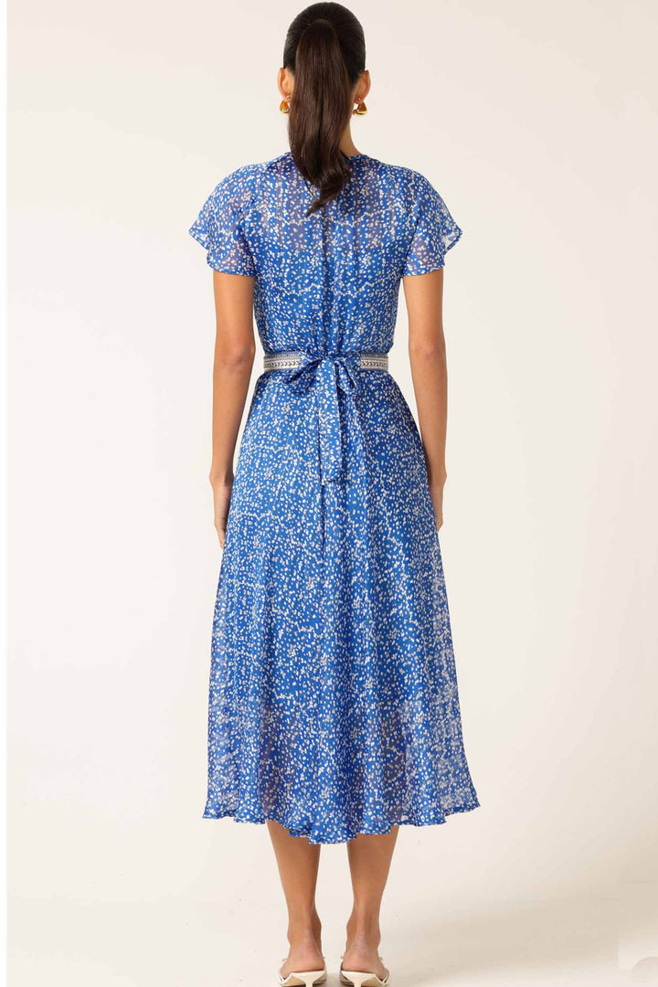 Renee Midi Dress in Lurex Cobalt