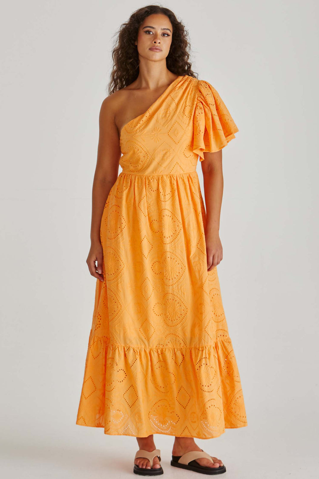 Riva One Shoulder Maxi Dress in Orange