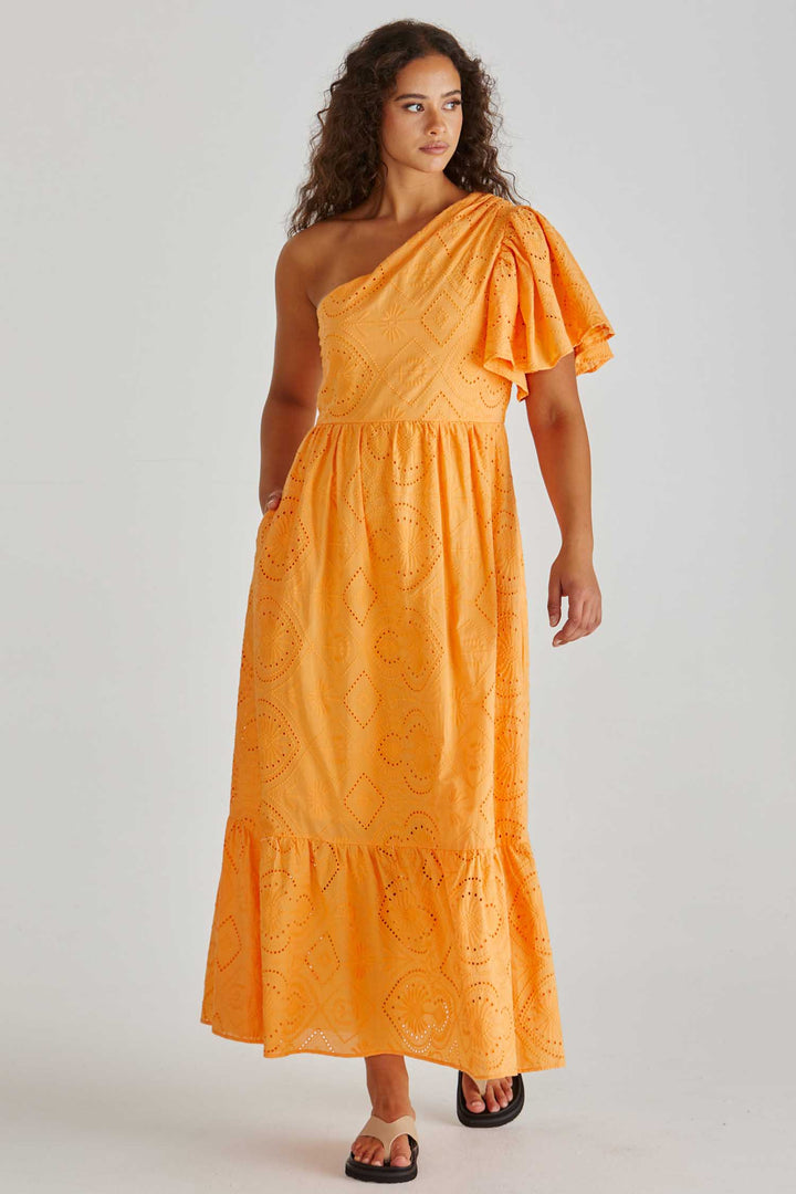 Riva One Shoulder Maxi Dress in Orange