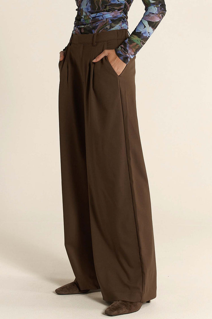 Roan Pleat Front Pant in Chocolate