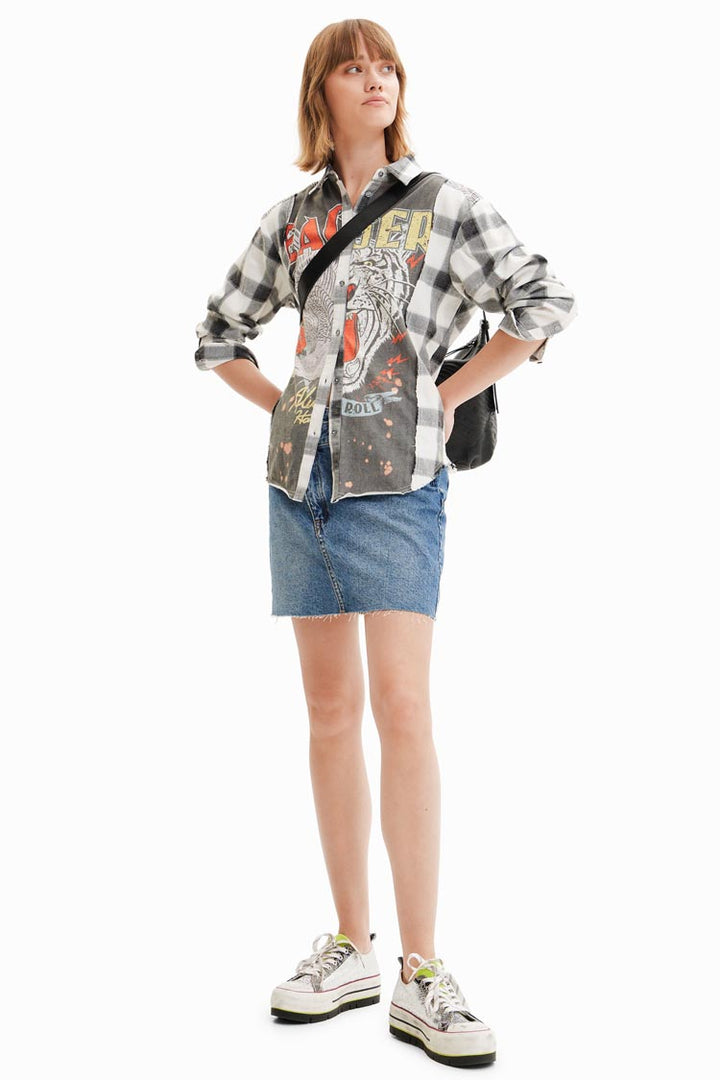 Rocker Patchwork Plaid Shirt