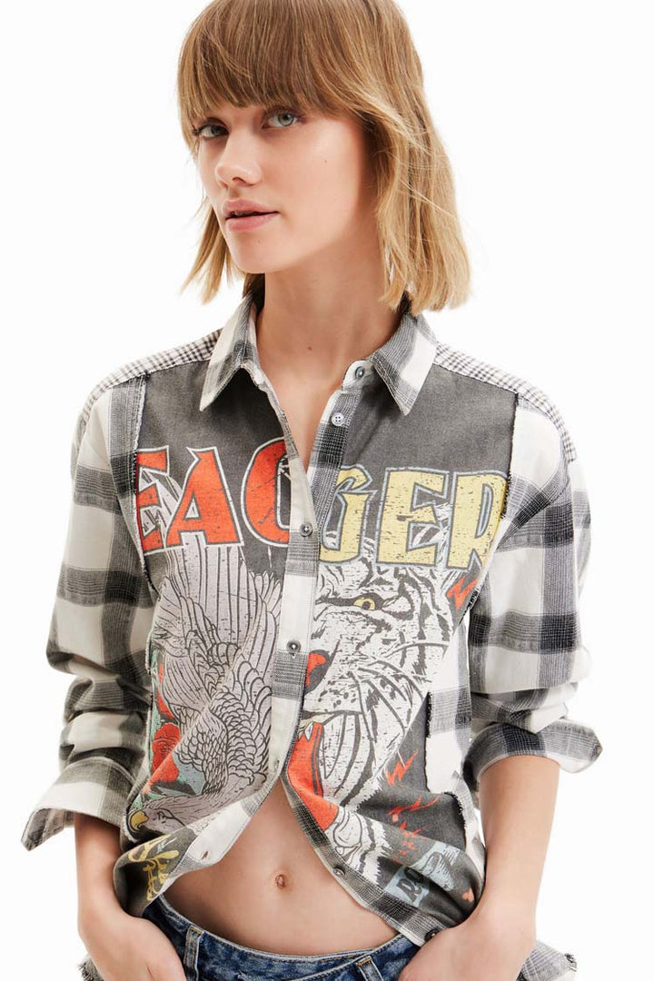 Rocker Patchwork Plaid Shirt