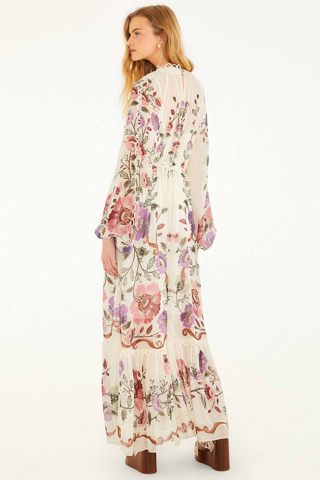 Rococo Flowers Cream Maxi Dress