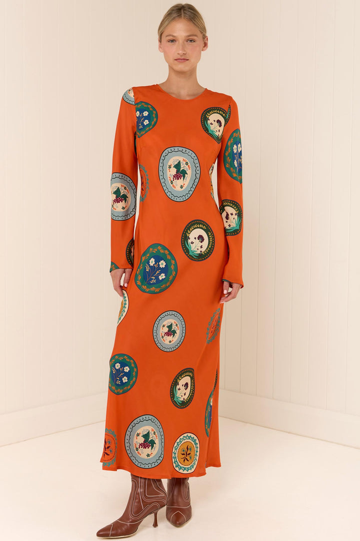 Roma Dress in Orange Plates