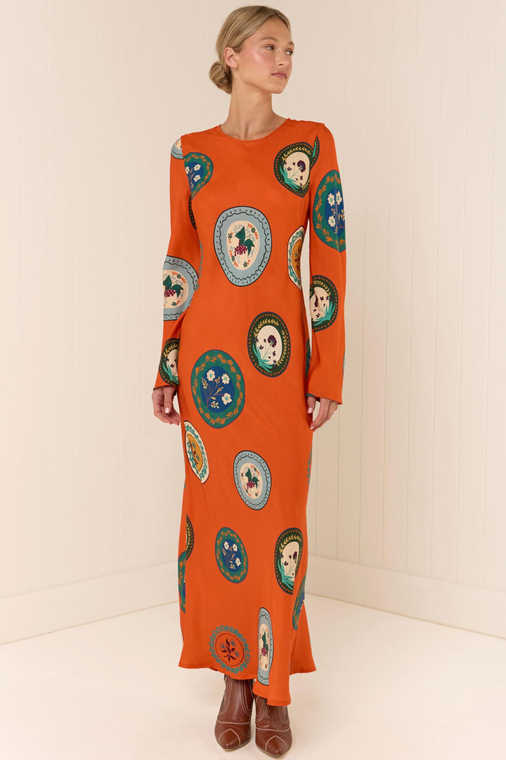Roma Dress in Orange Plates