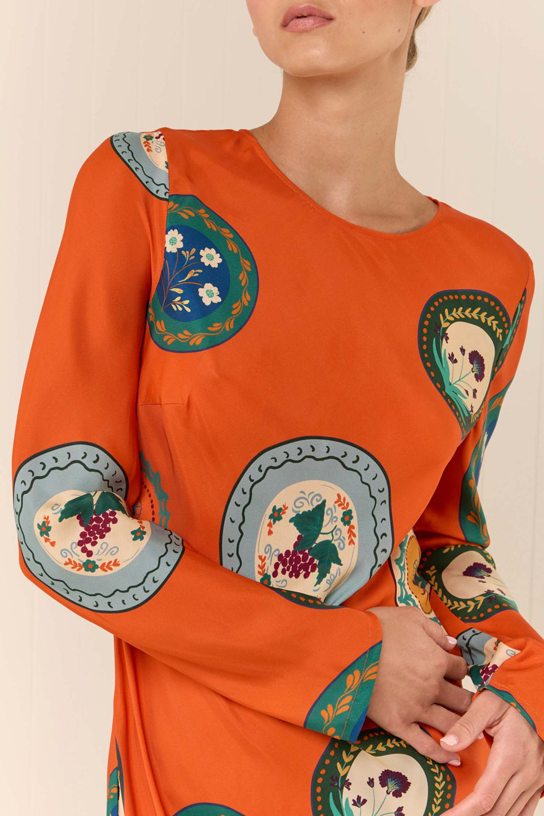 Roma Dress in Orange Plates