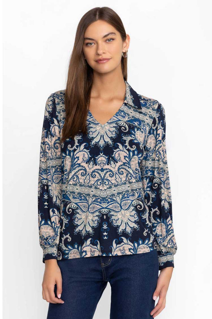 Roman Paisley Janie Fav Puff LS Polo Shirt
