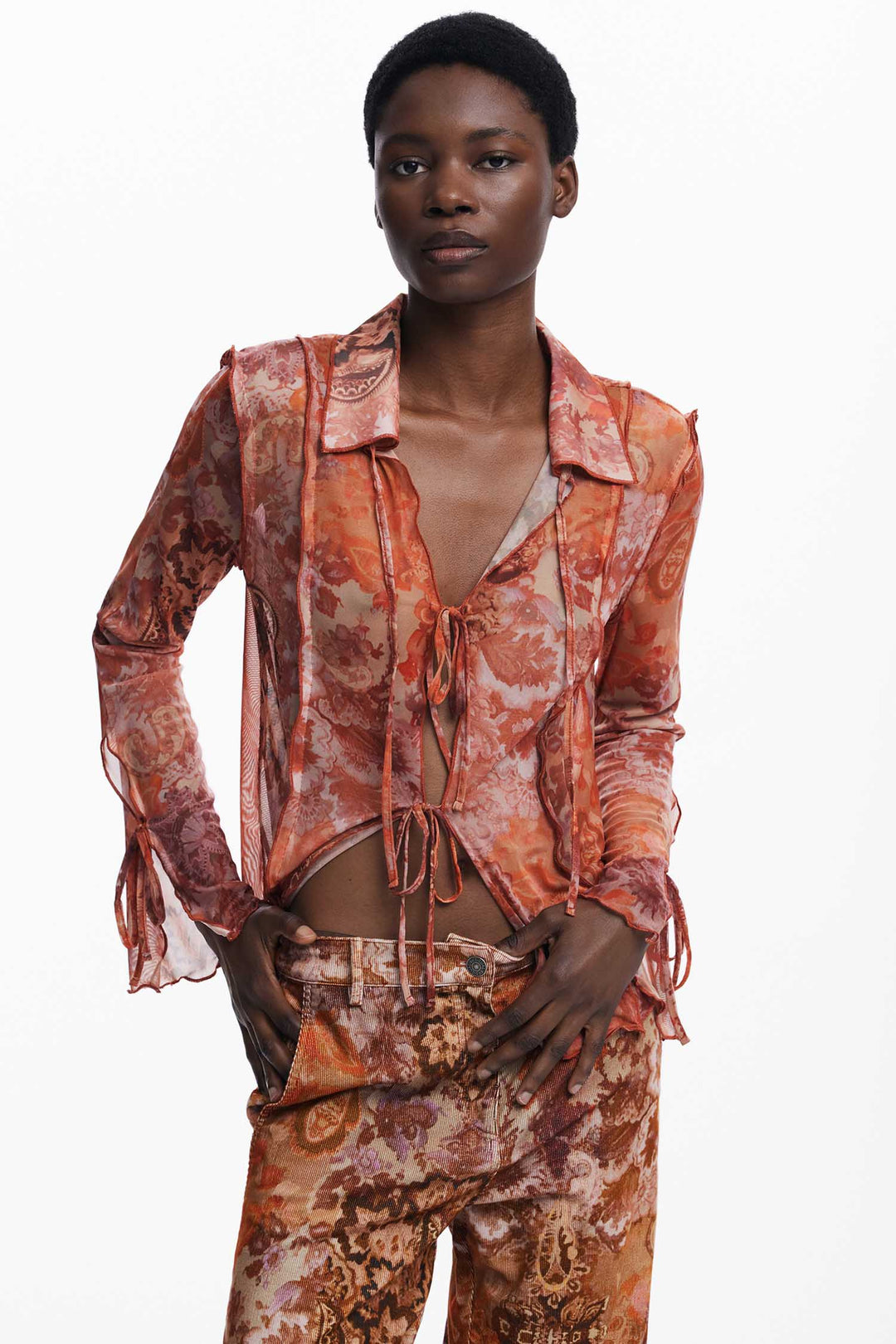 Romantica Paisley Corduroy Pant in Naranja