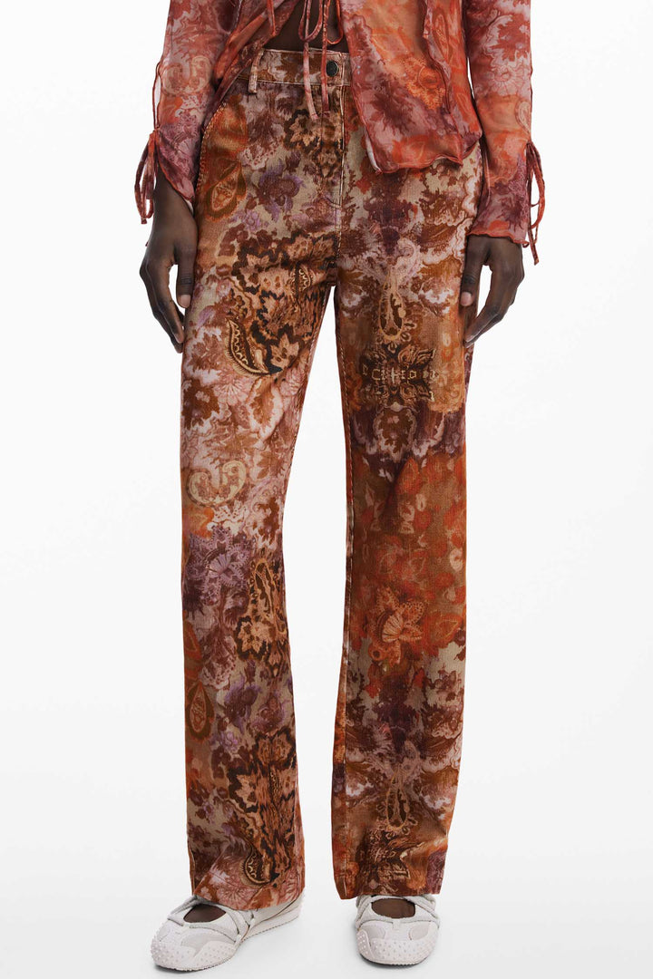 Romantica Paisley Corduroy Pant in Naranja